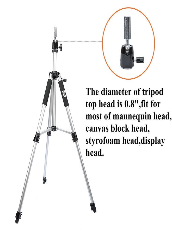 GEXWORLDWIDE GEX 63" Heavy Duty Mannequin Tripod Stand for Wig Cosmetology Training Practice Doll Manikin Head Tripod Wig Stand With Travel Bag (Silver) - Image 5